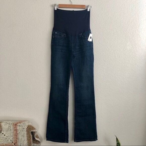 Gap Maternity Jeans Women Size 4 Dark Indigo Bootcut Full Panel Stretch New - Picture 5 of 11